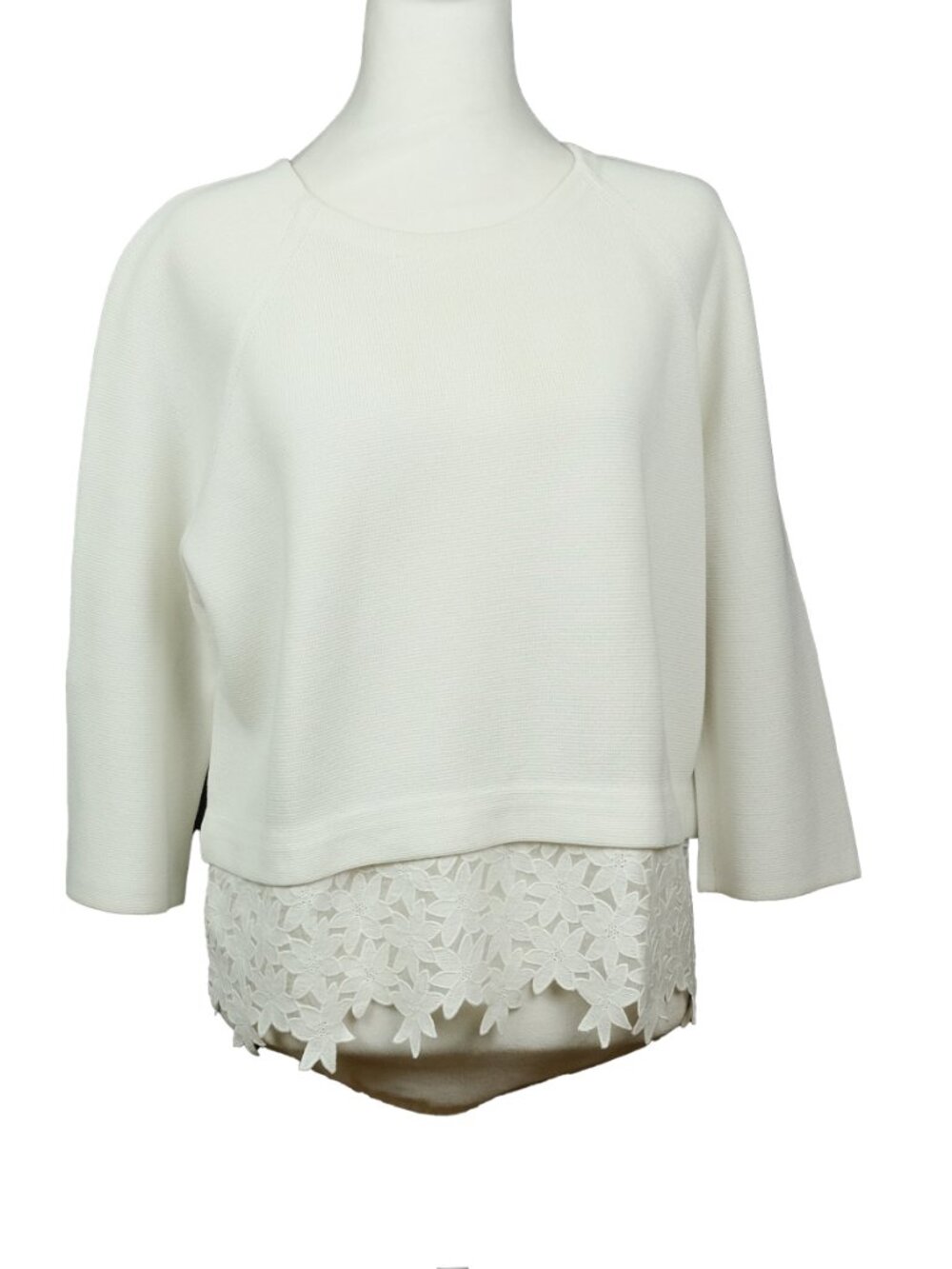 J. Crew Lace Hem Sweater White Size M Boho Casual Top - Picture 9 of 9